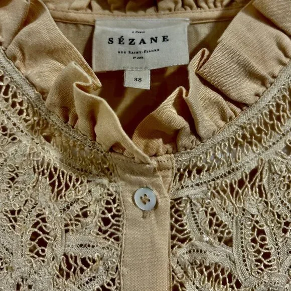 Sezane Mock Neck Long Dress in Neutral Color Size 38/6 - Picture 10 of 10